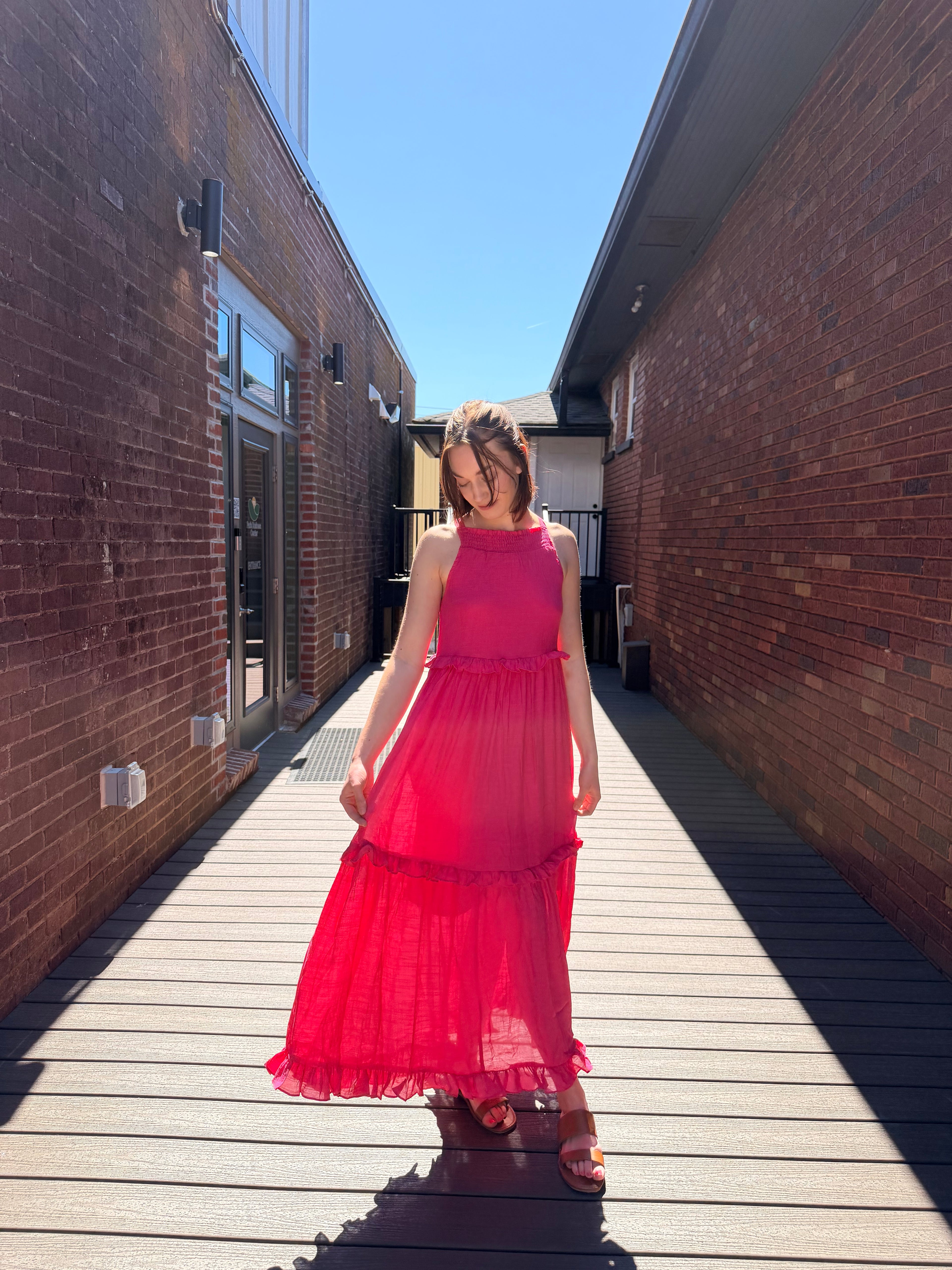 Hot Pink Halter Maxi