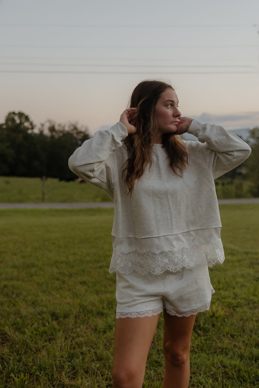 Heather Lace Sweat Set