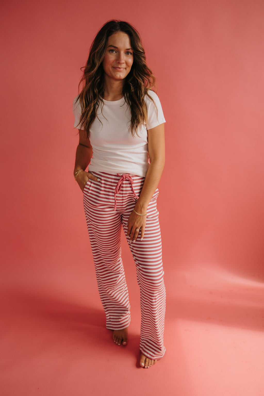 Pink x White Striped Pants