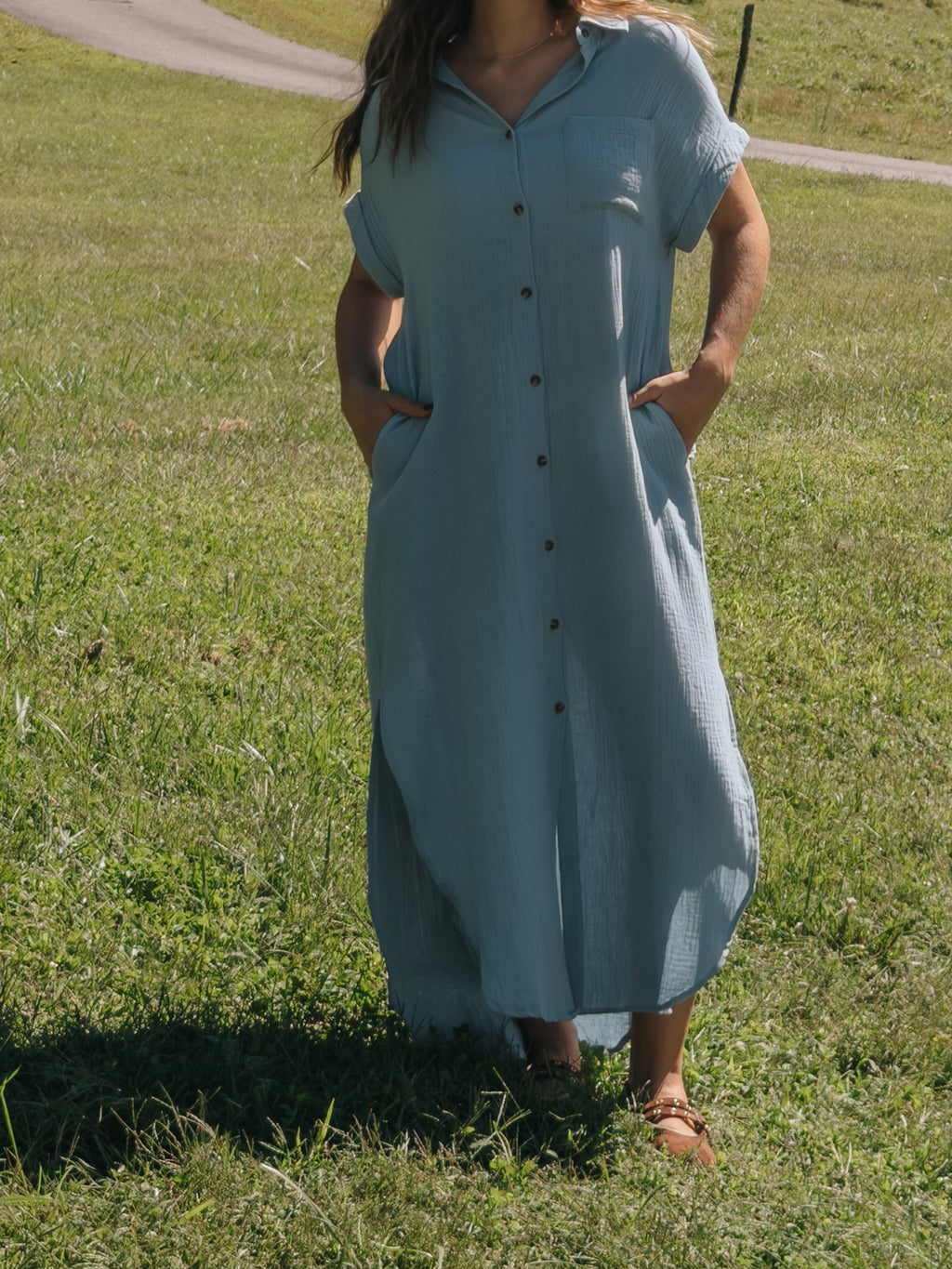 Baby Blue Linen Maxi