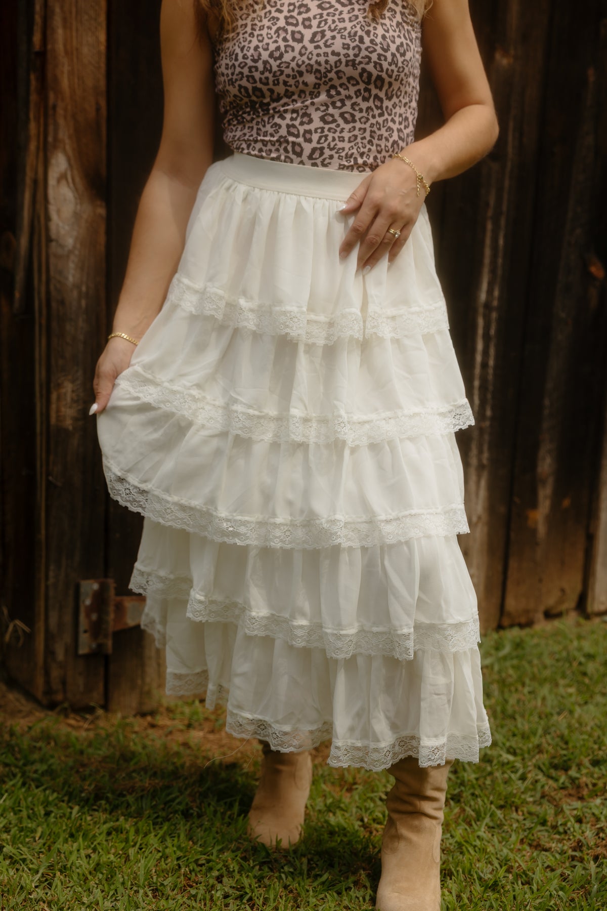 Lace Tiered Maxi Skirt
