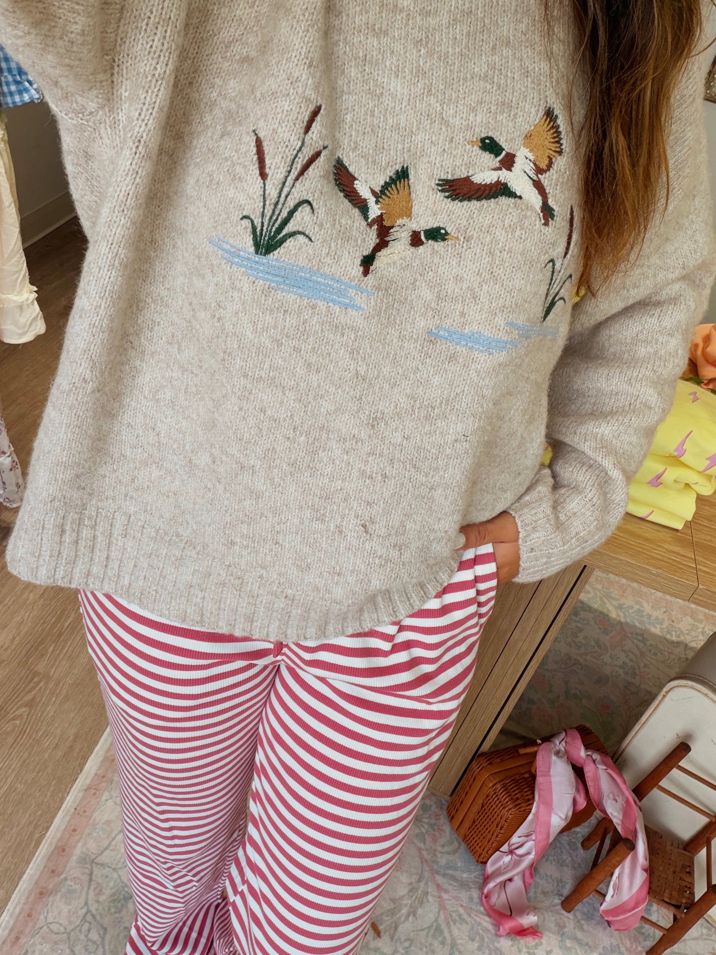 Duck Pond Embroidered Sweater