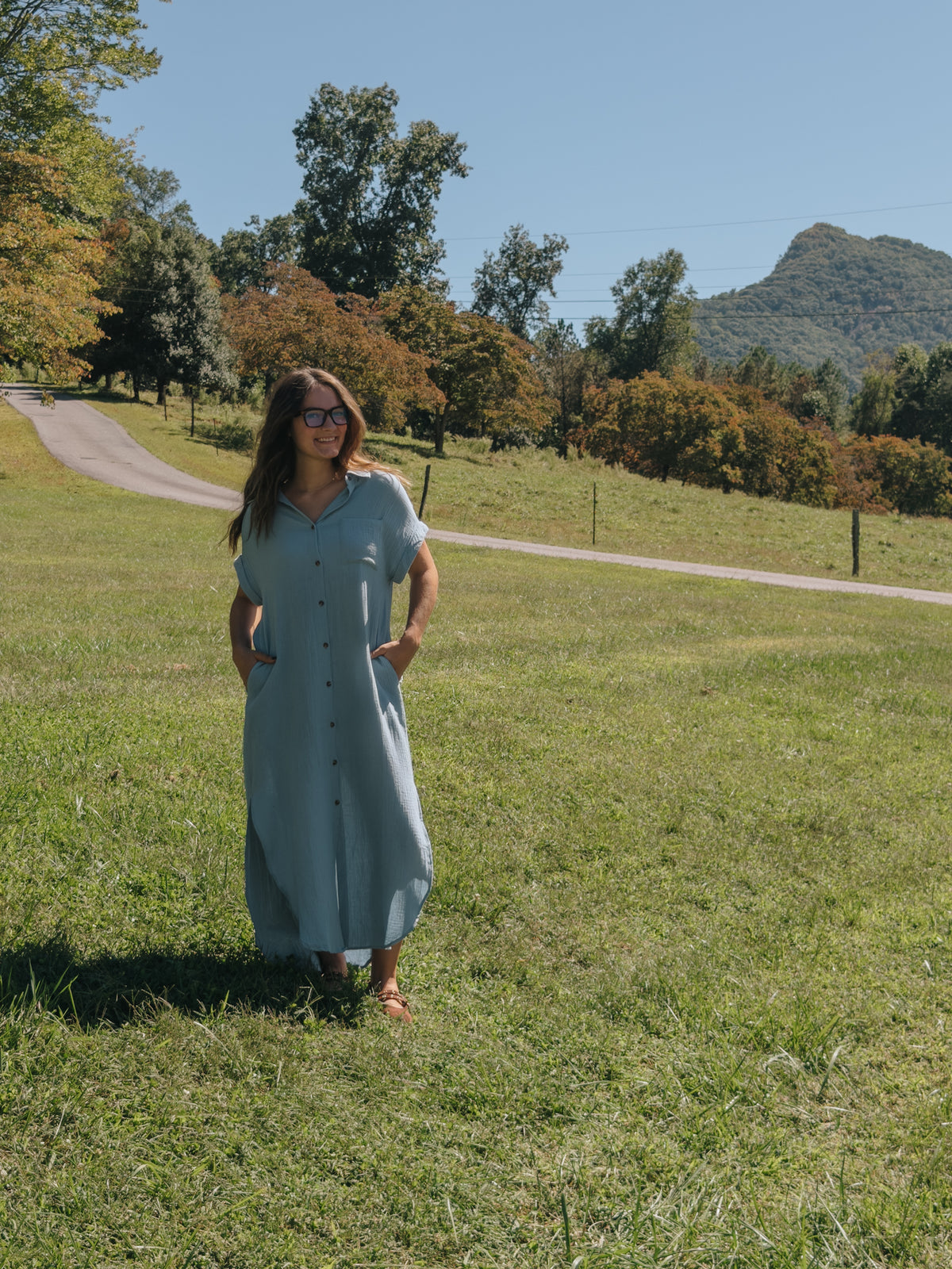 Baby Blue Linen Maxi