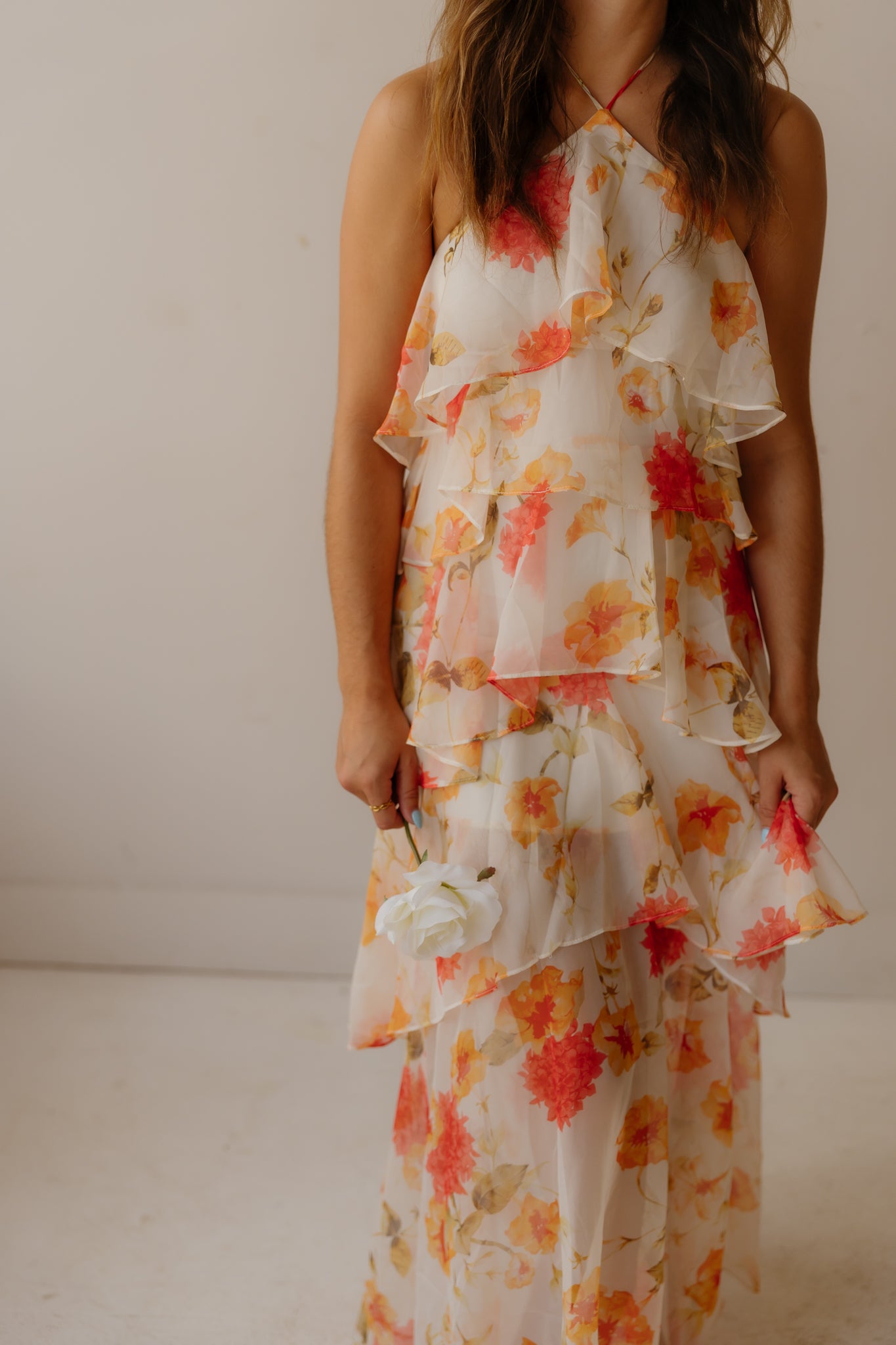 Peachy Floral Maxi Dress