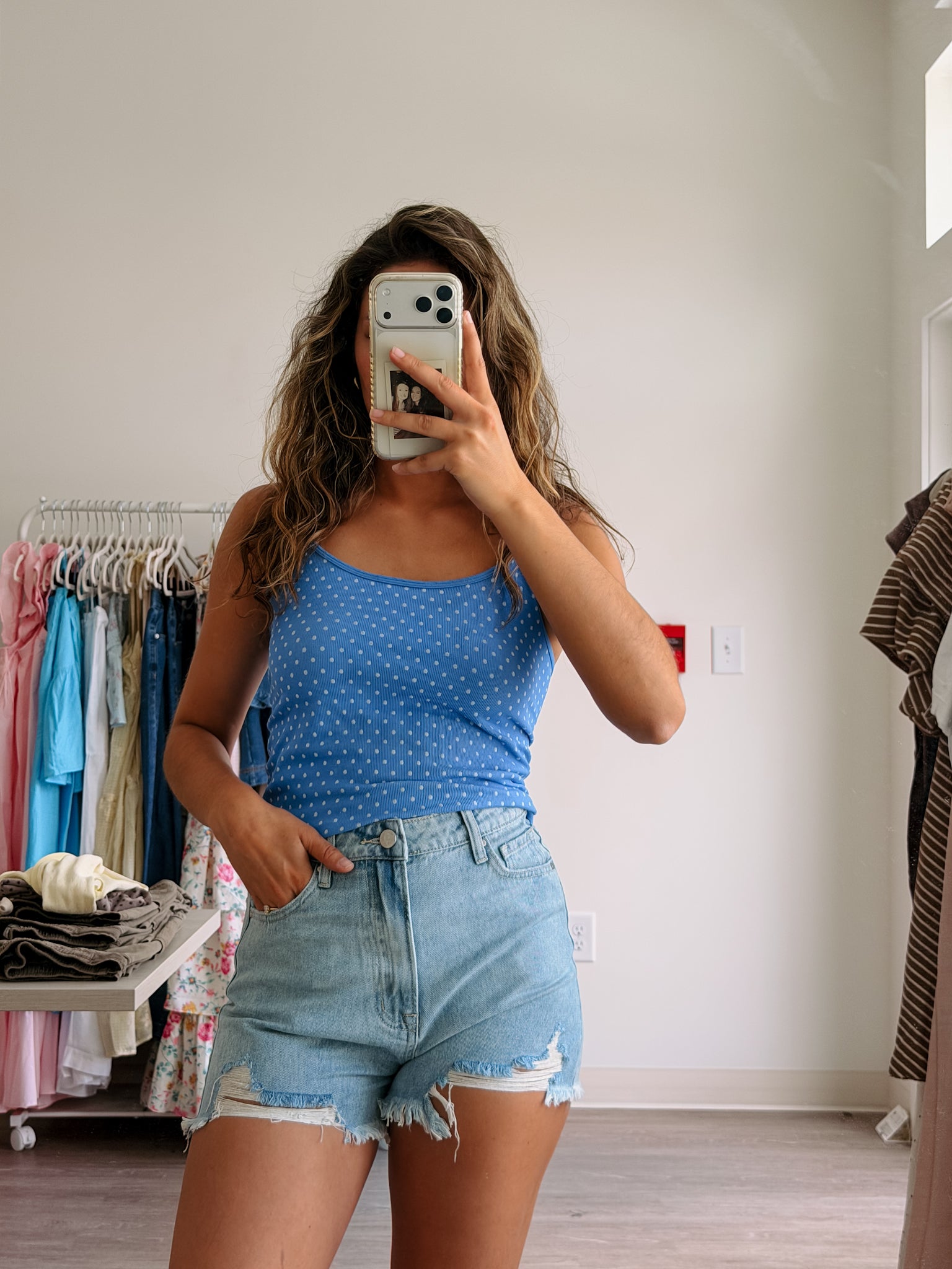 Baby Blue Polkadot Tank