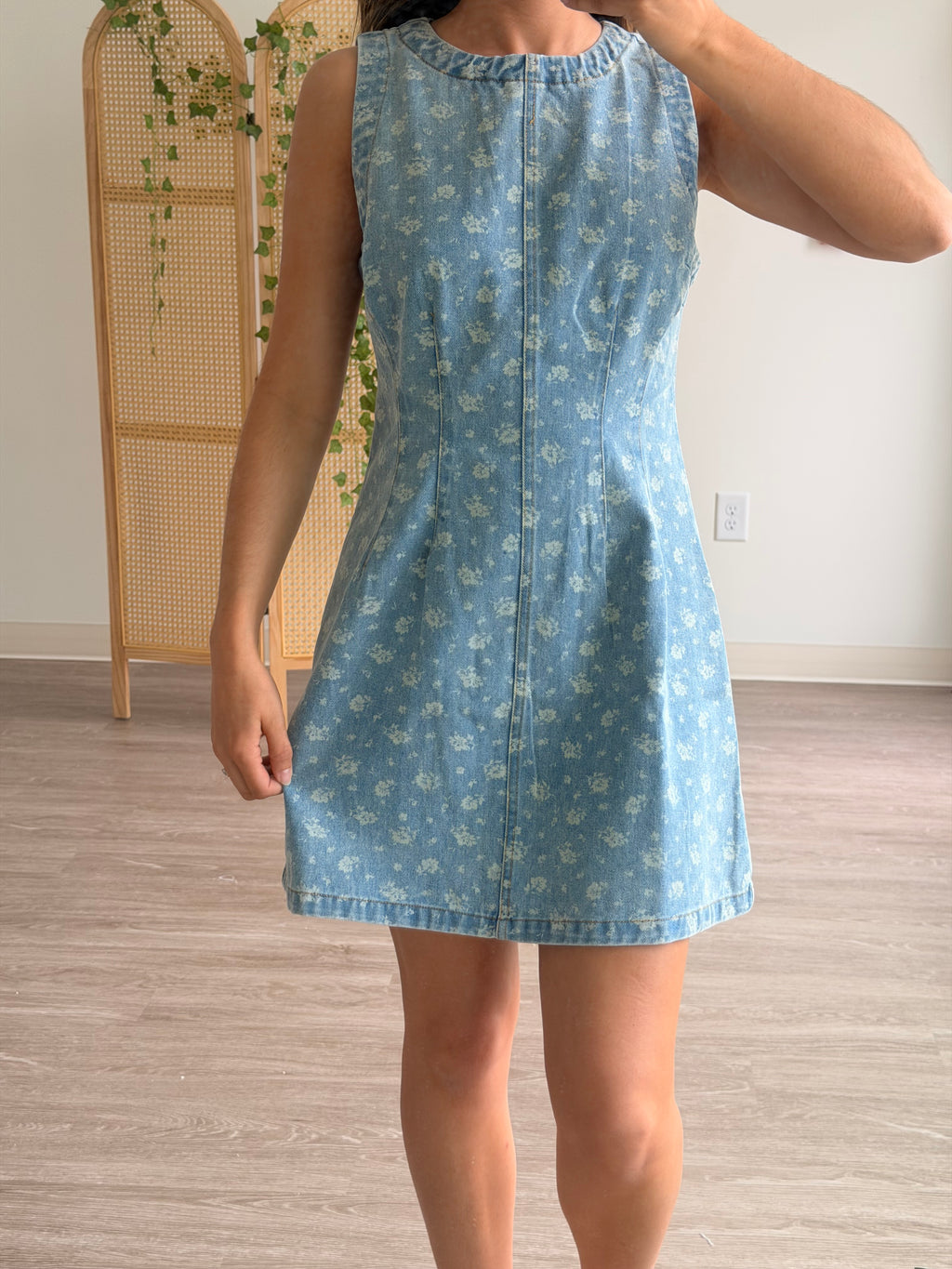 Floral Washed Denim Dress