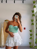 Mint Chip Strapless Knit Top