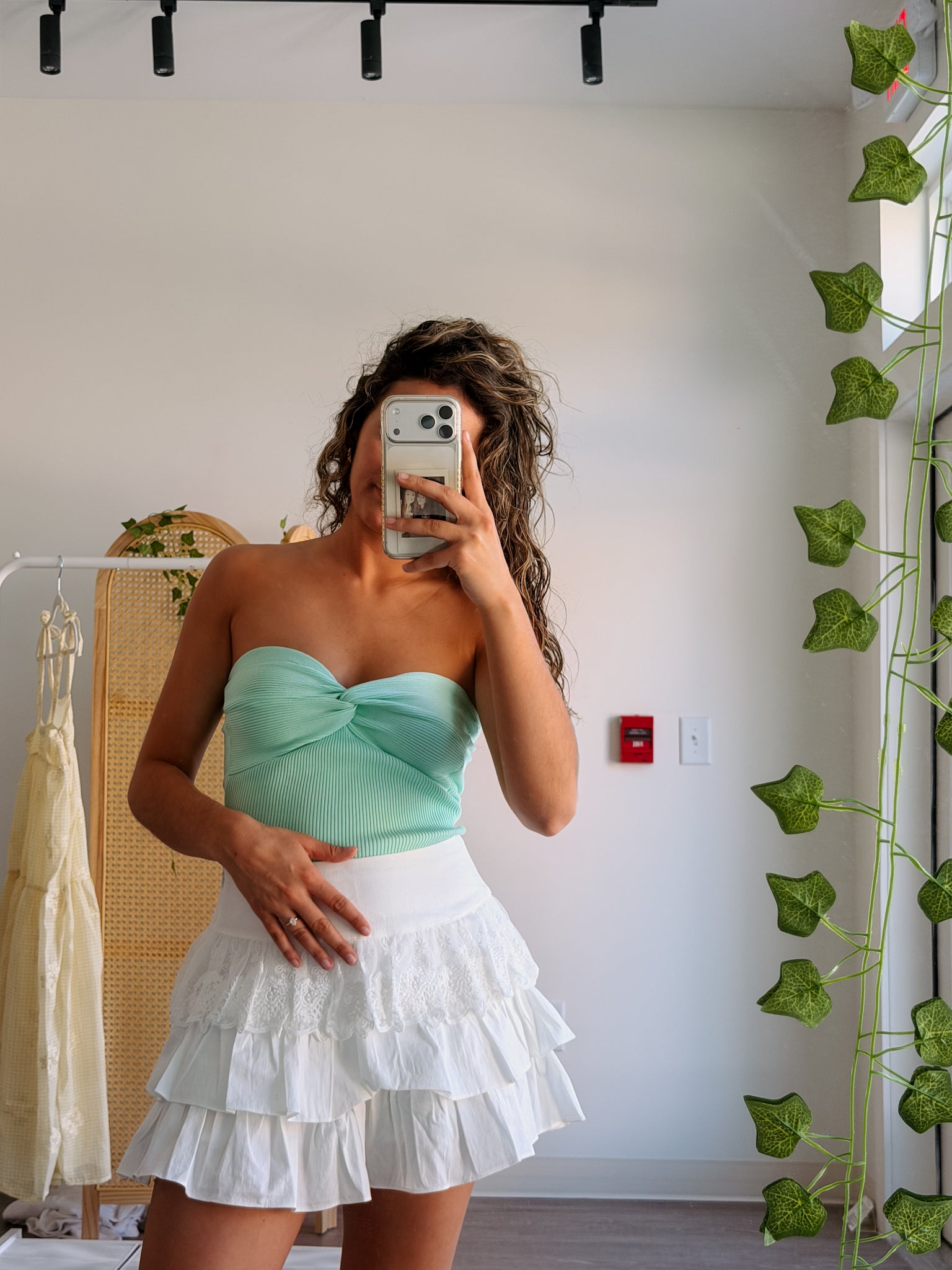 Mint Chip Strapless Knit Top