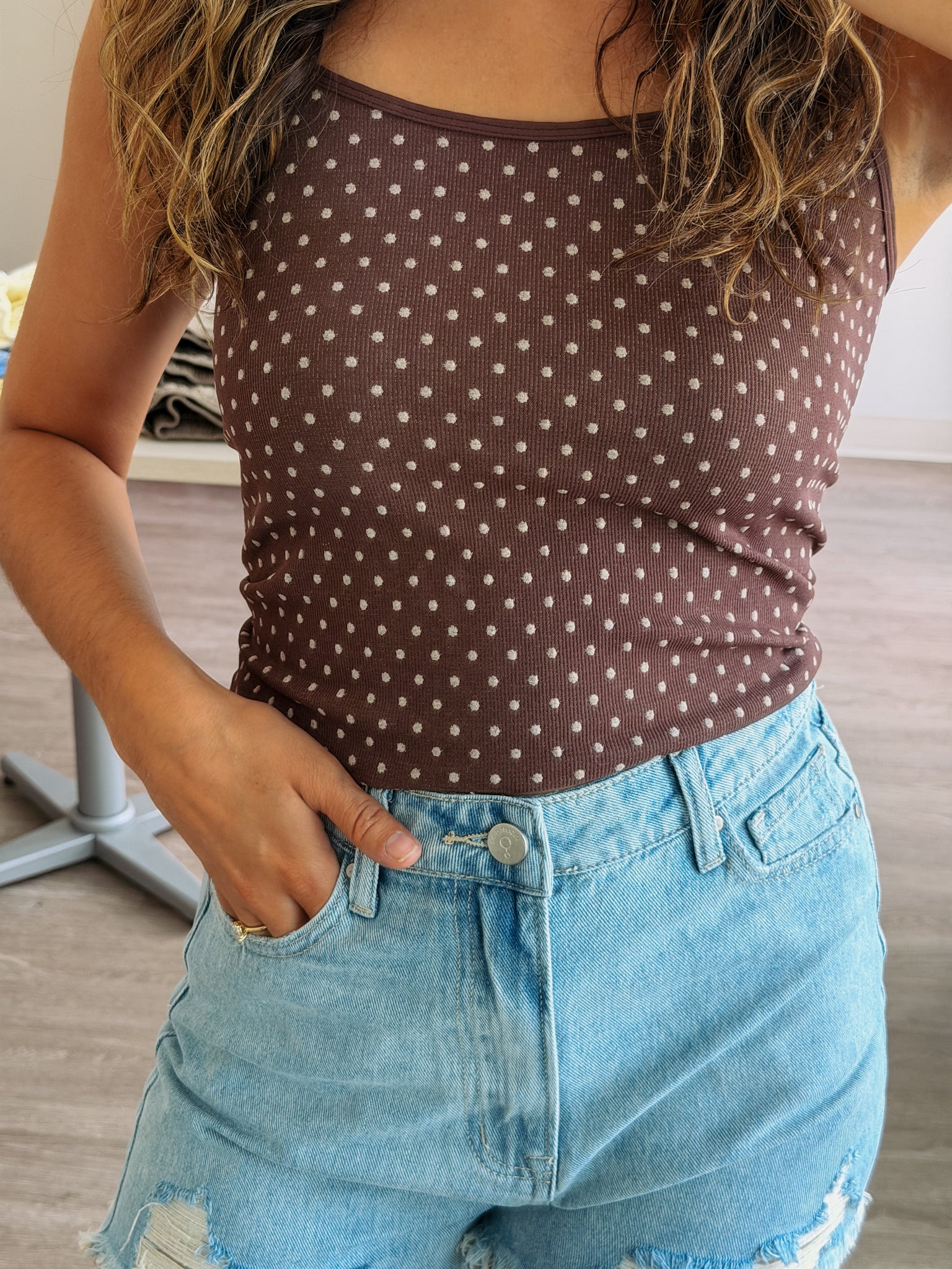 Espresso Brown Polkadot Tank
