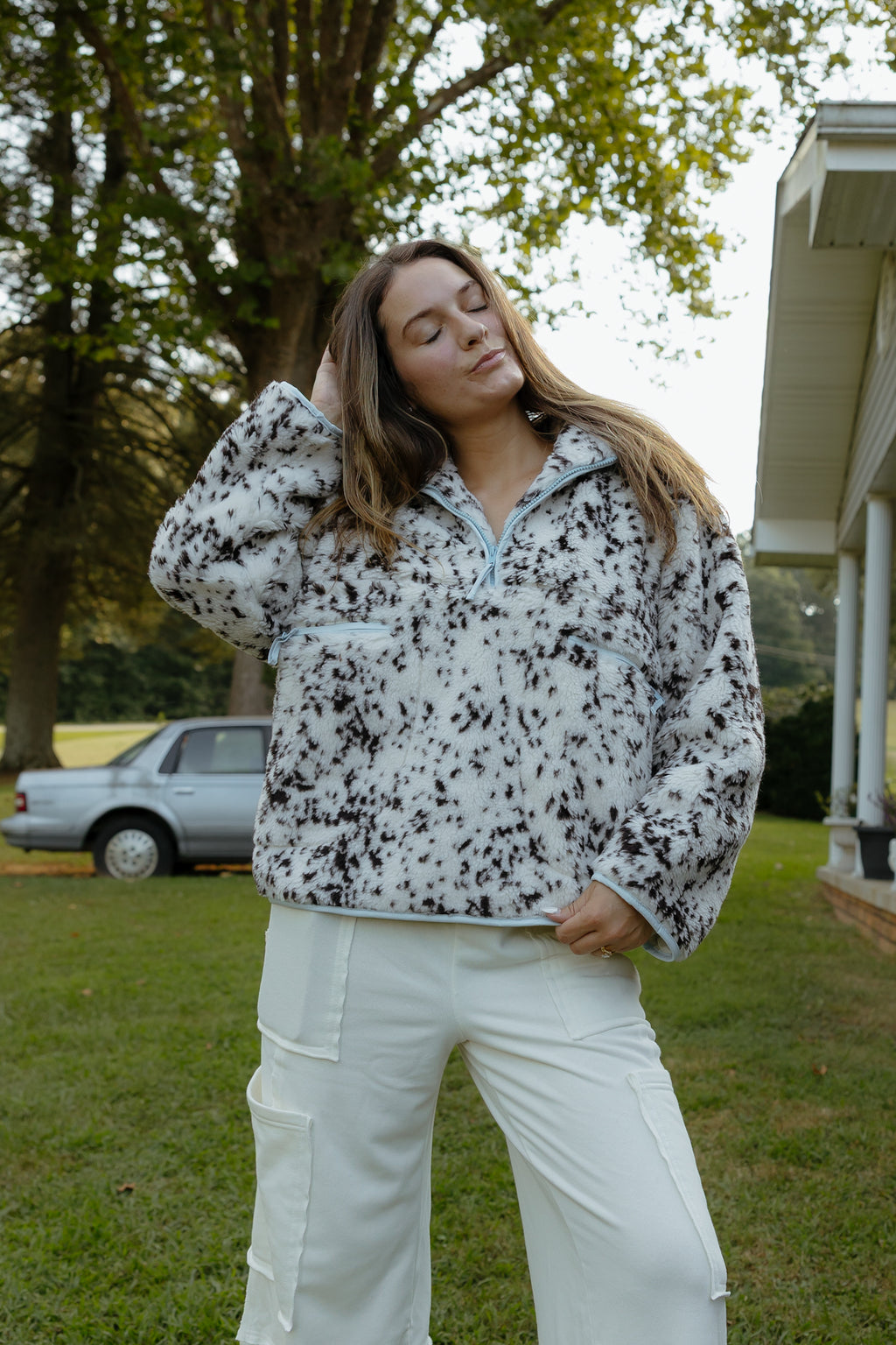 Printed Half-Zip Sherpa