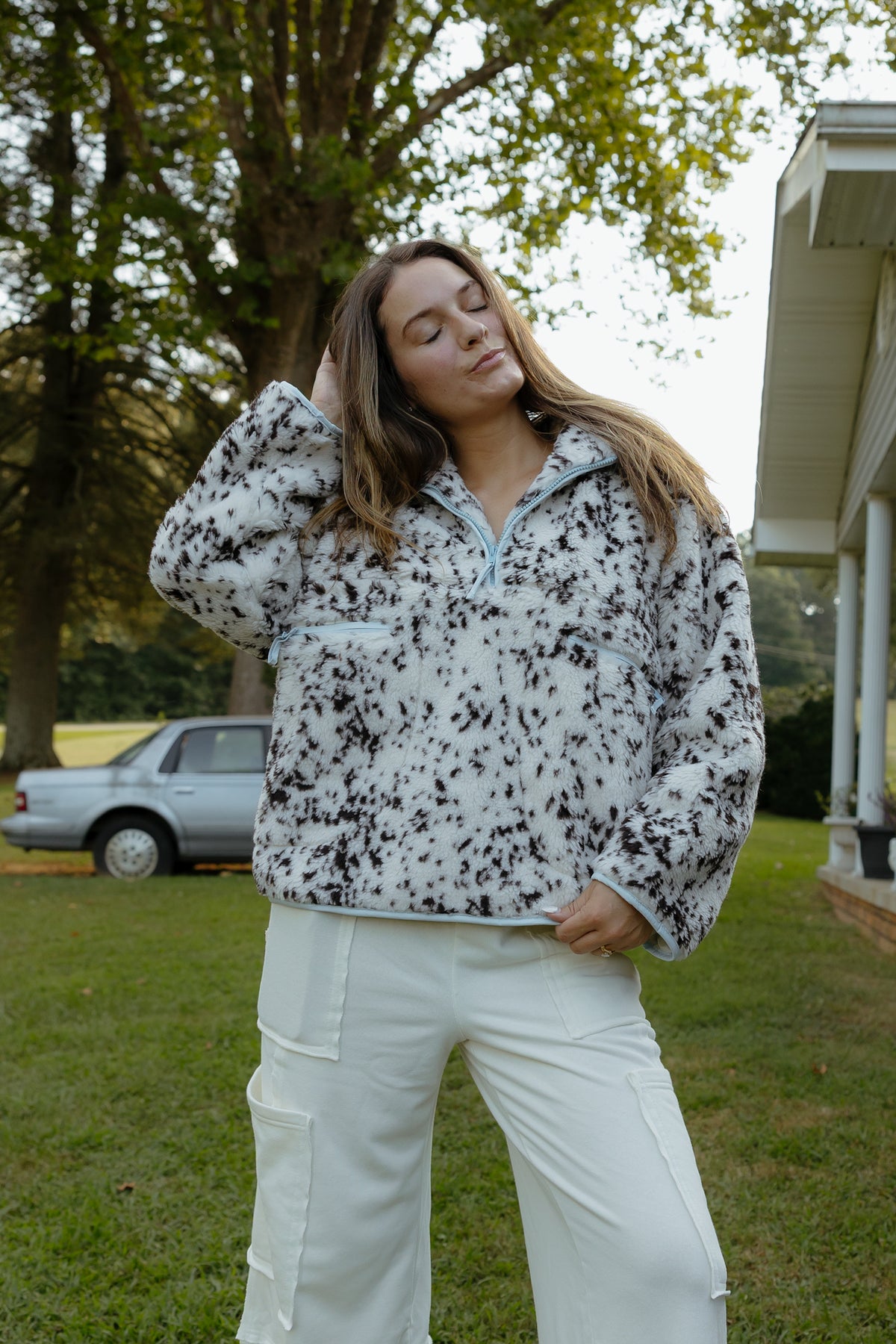 Printed Half-Zip Sherpa