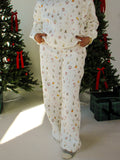 Quilted Christmas Wide Leg Pants