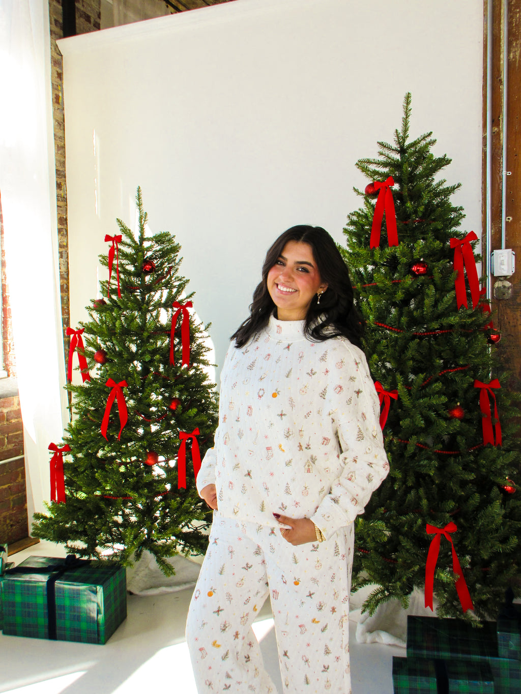 Quilted Christmas Mockneck Sweatshirt