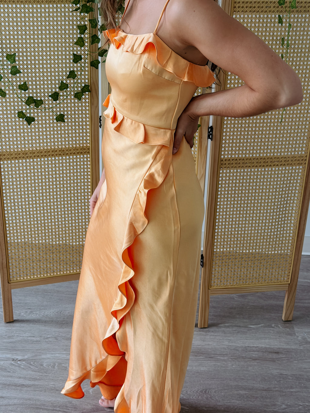 Orange Satin Dress