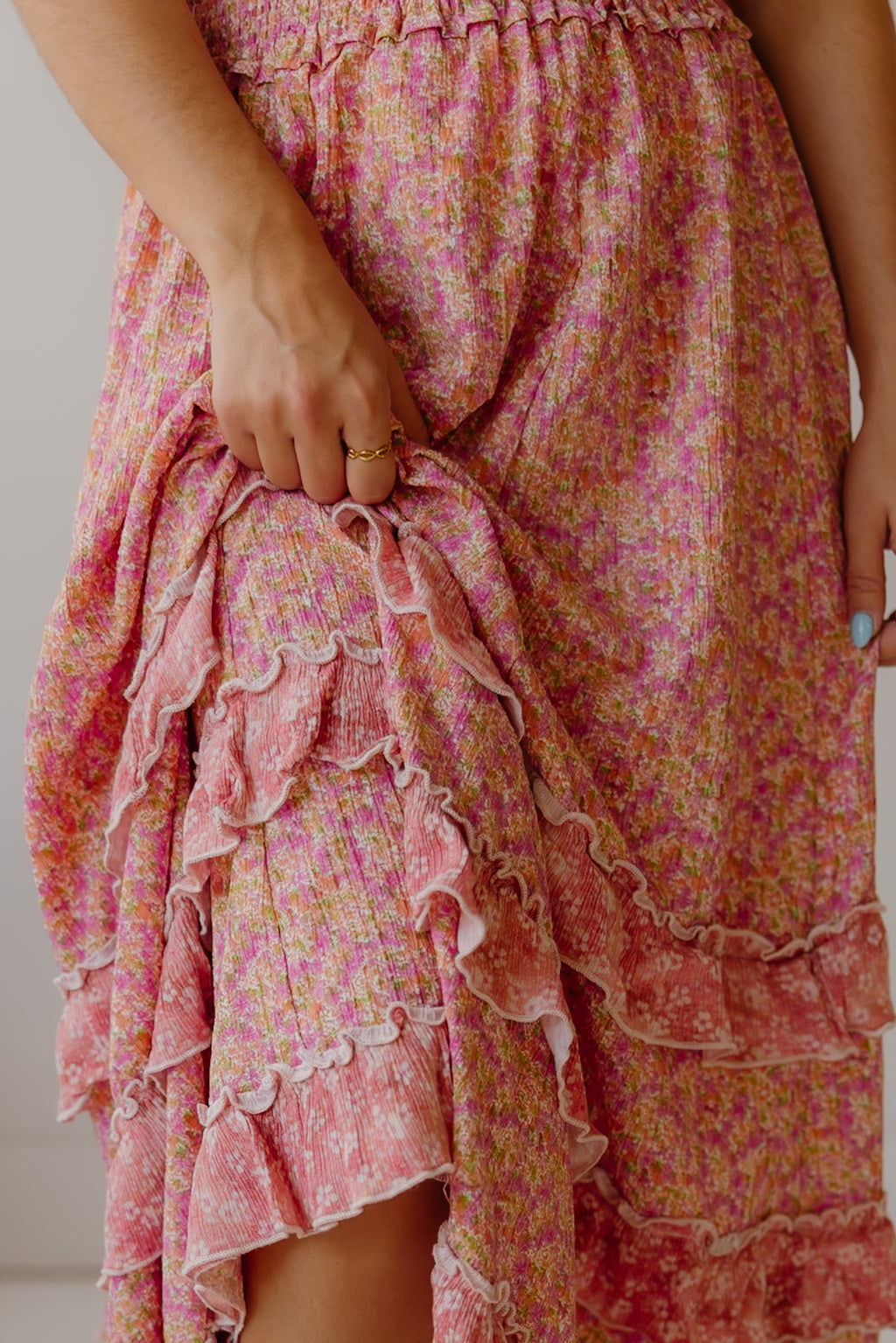 Ruffled Floral Maxi Skirt