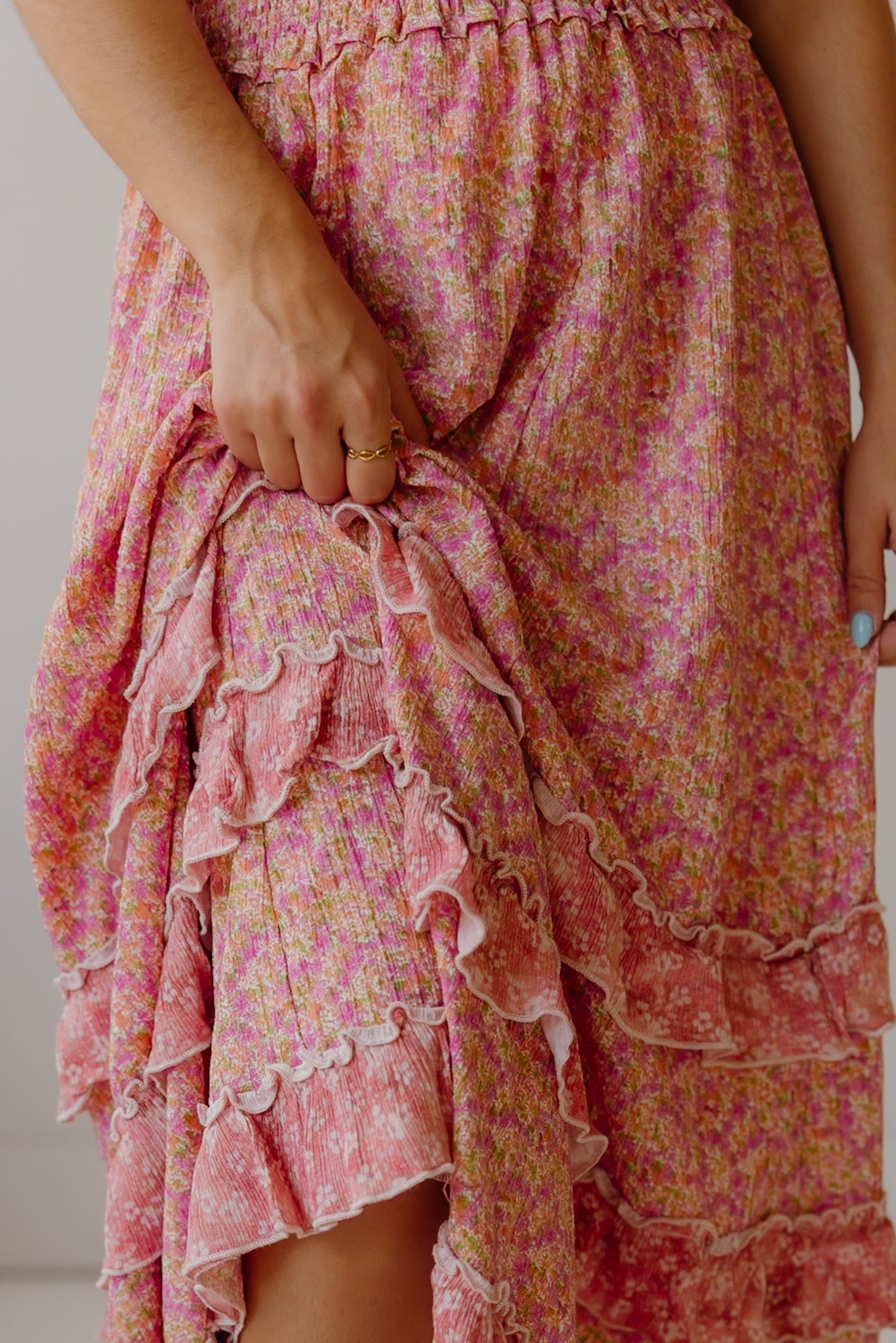 Ruffled Floral Maxi Skirt