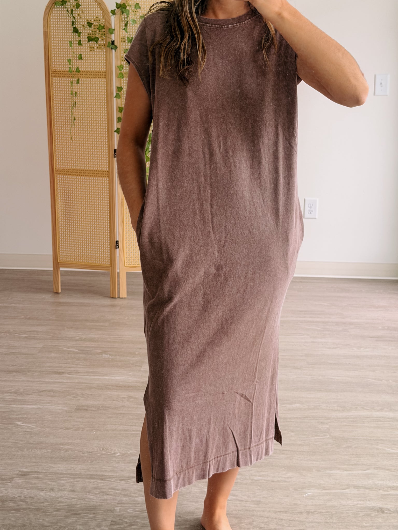Washed Chocolate Midi Dress