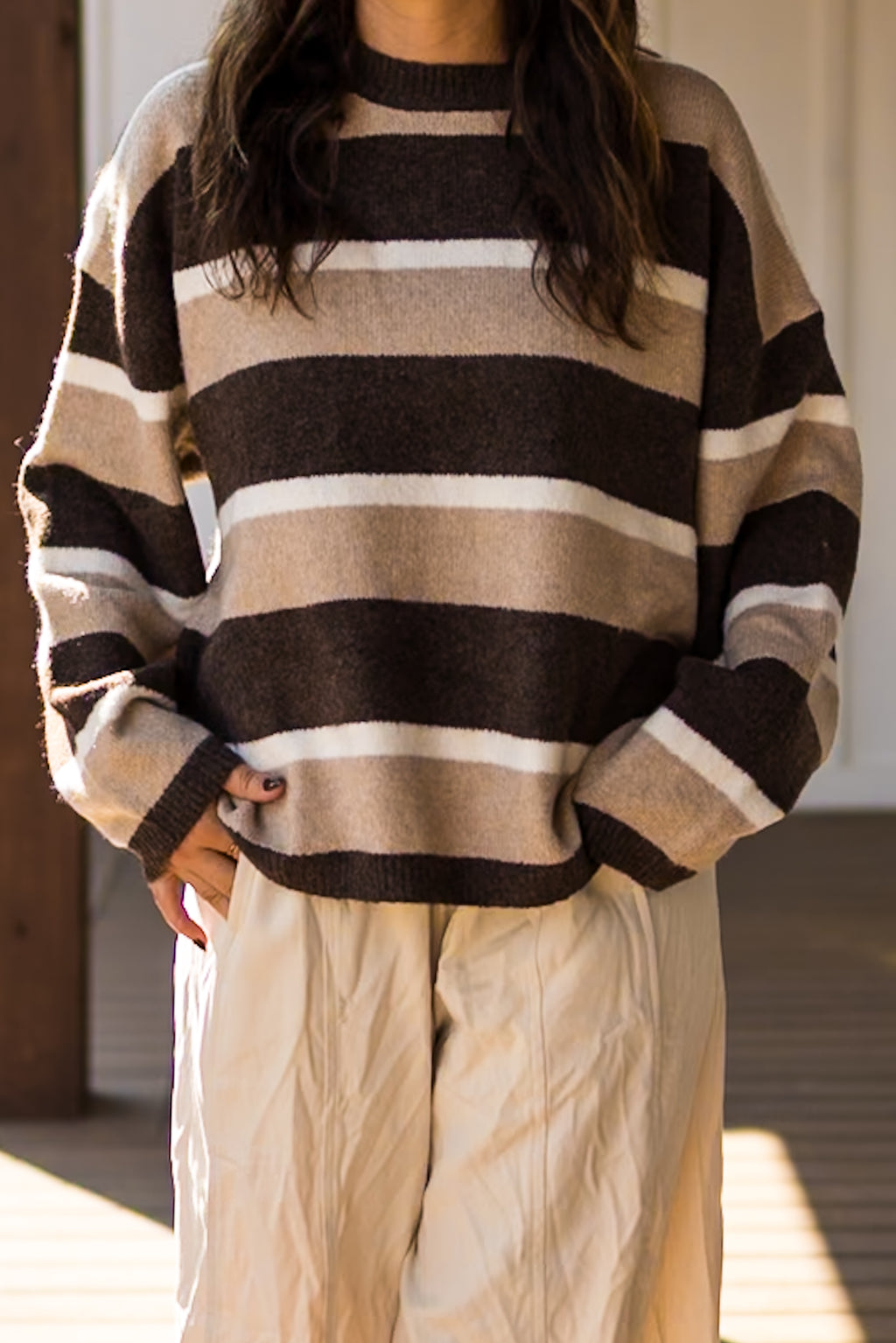 Cookie Dough Striped Sweater