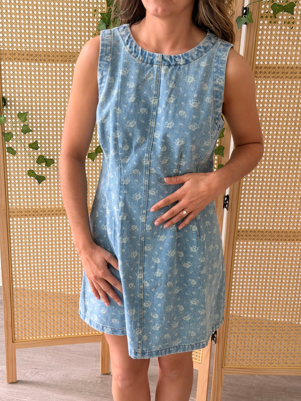 Floral Washed Denim Dress