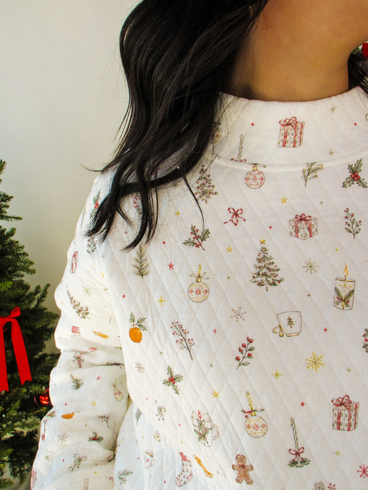 Quilted Christmas Mockneck Sweatshirt