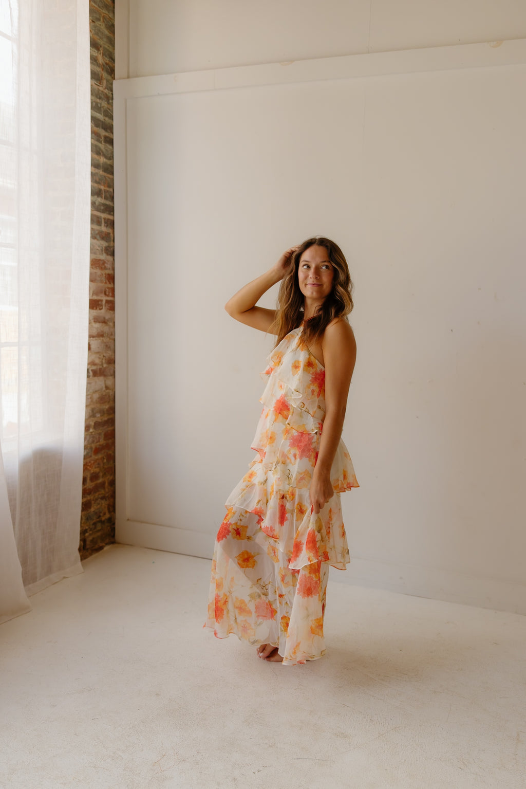 Peachy Floral Maxi Dress