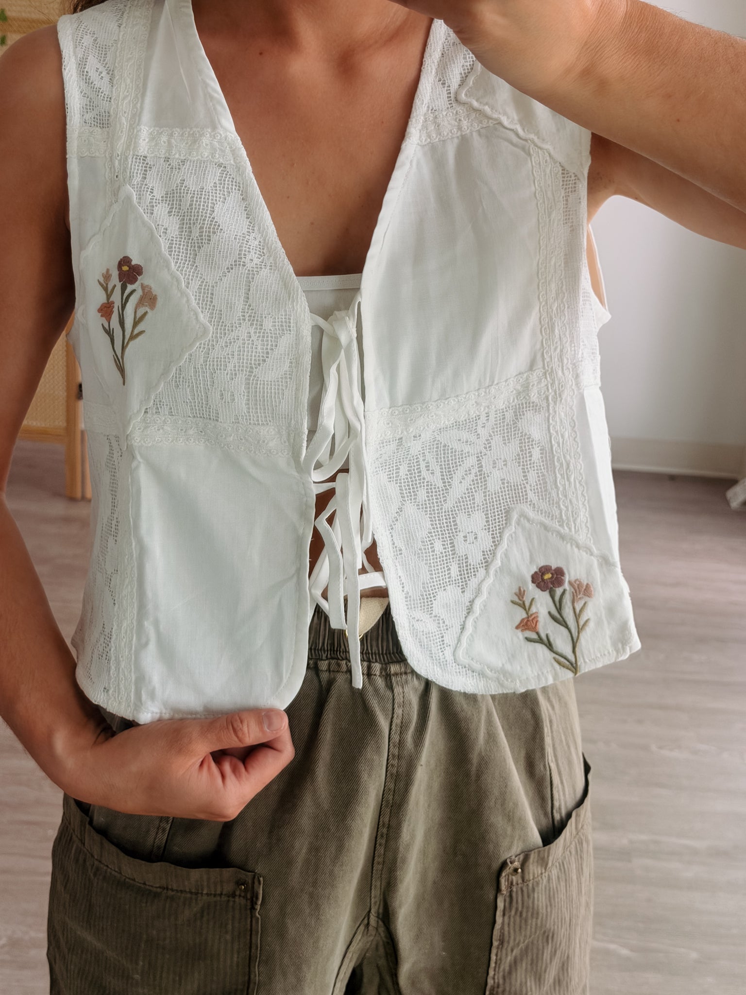 Floral Lace Tie Top