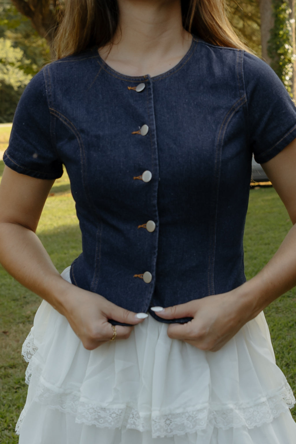 Denim Fitted Top