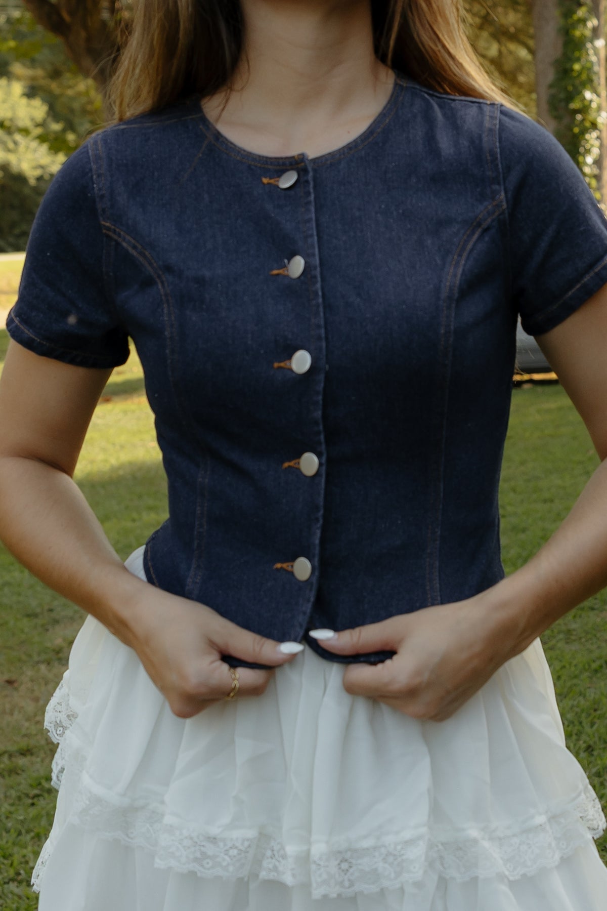 Denim Fitted Top