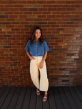 Striped Down Barrel Jeans