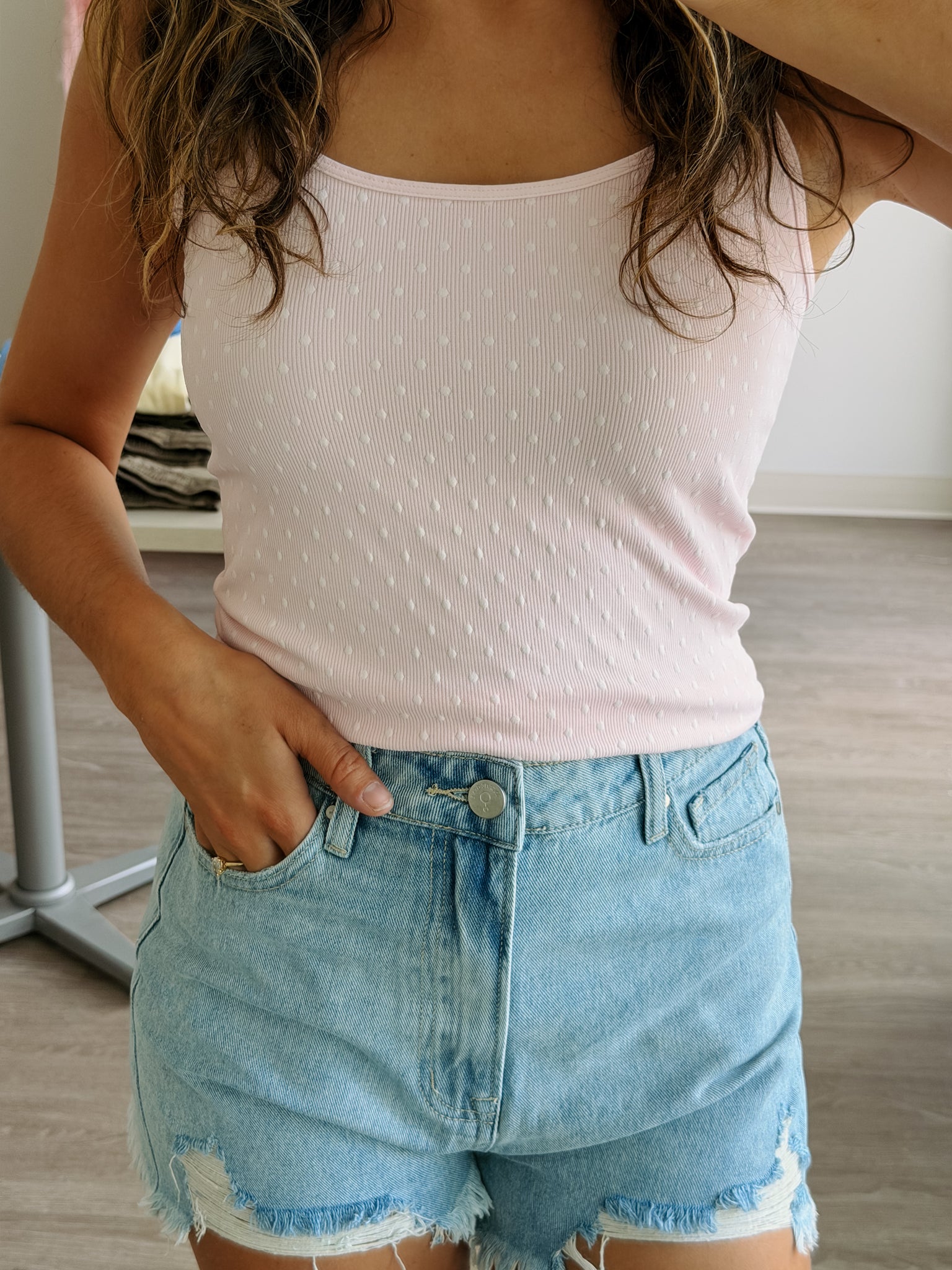 Icy Pink Polkadot Tank