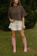 Heather Brown Short Sleeve Sweater