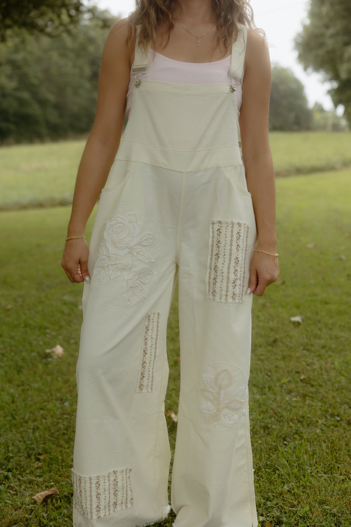 Patchwork Eggshell Overalls