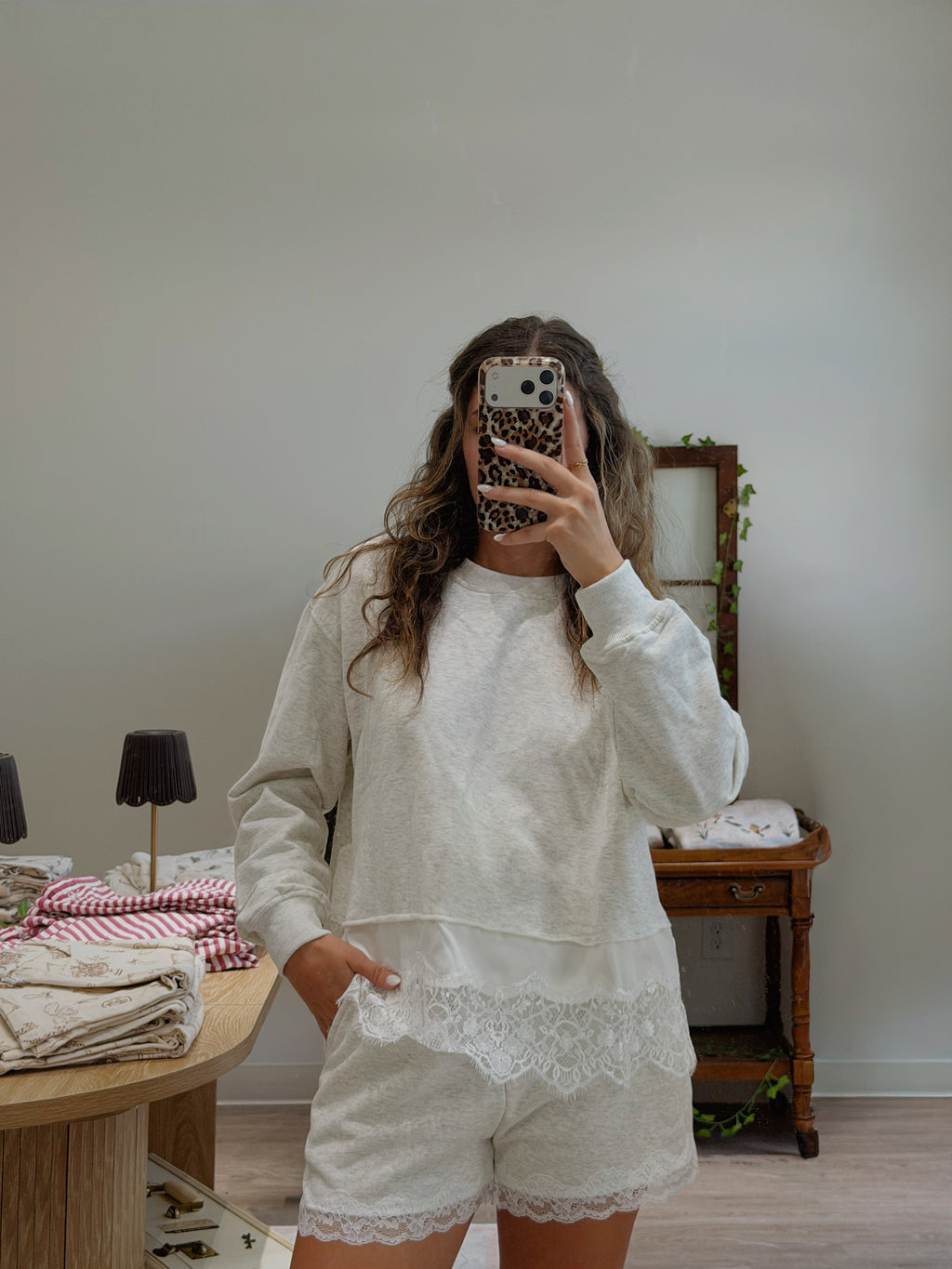 Heather Lace Sweat Set