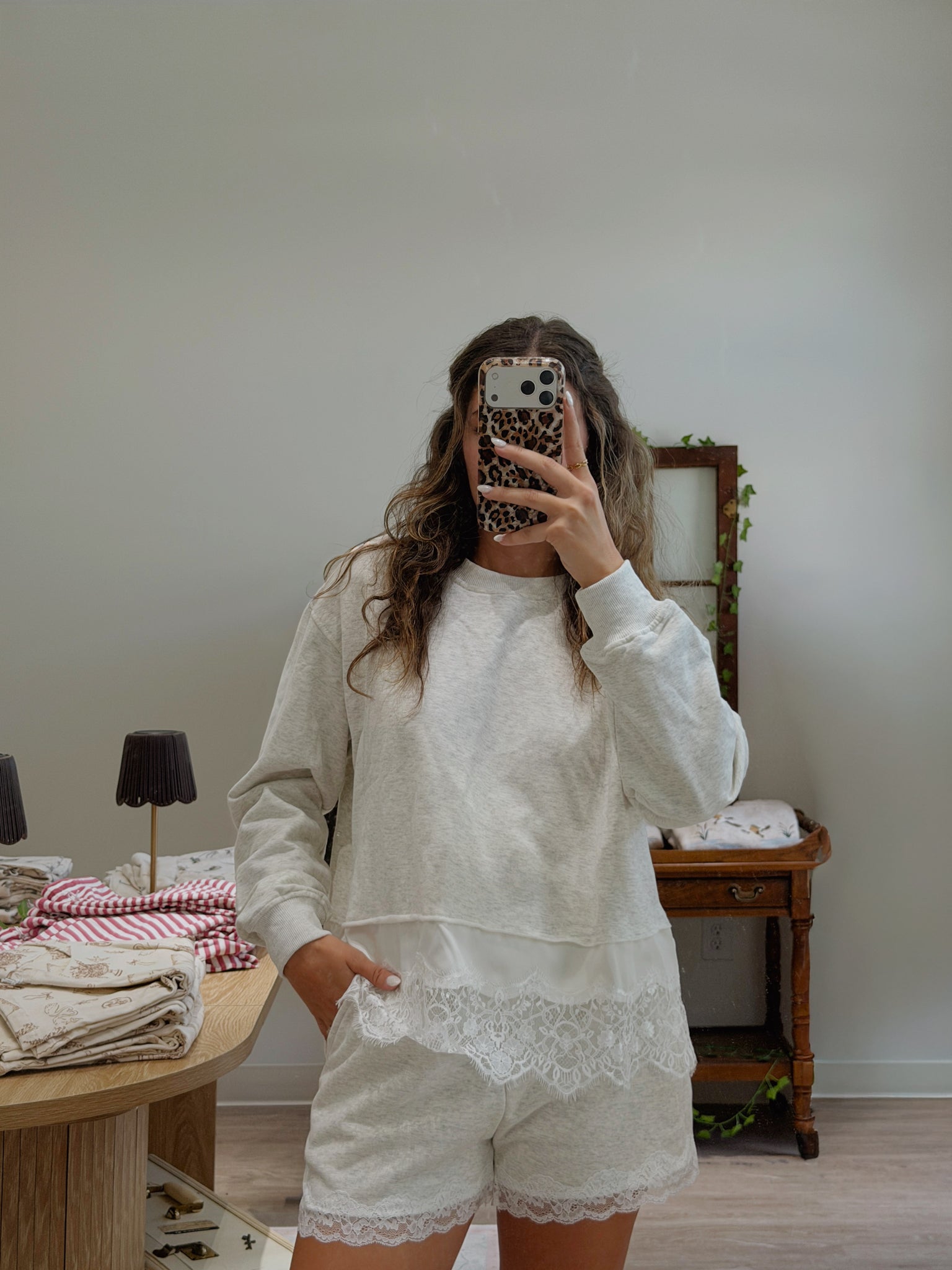 Heather Lace Sweat Set