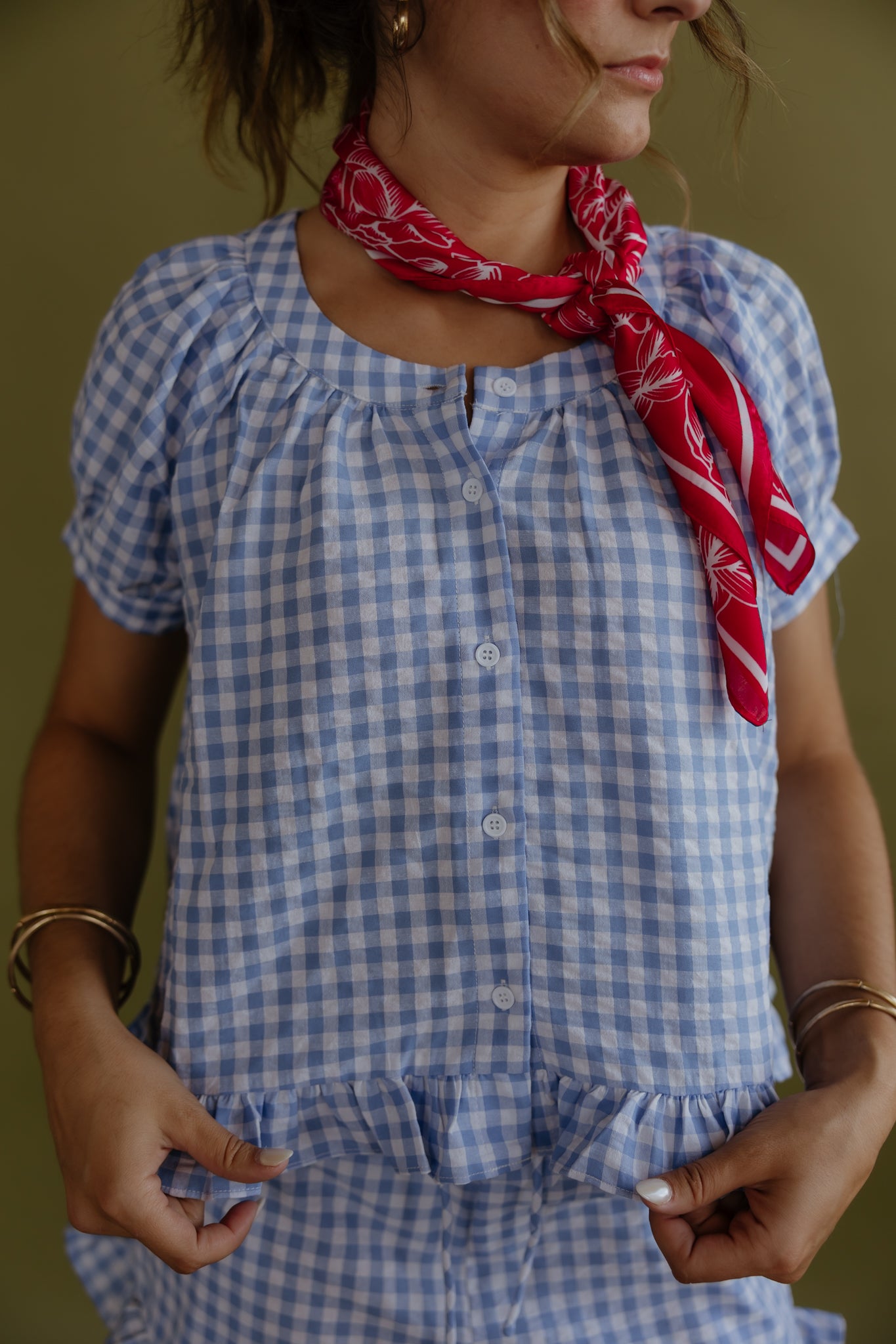 Gingham Girlie Blue Top