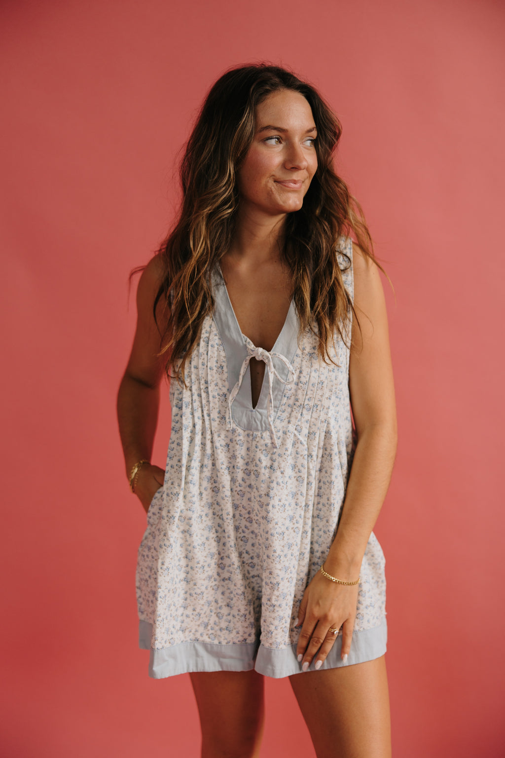 Baby Blue Floral Romper