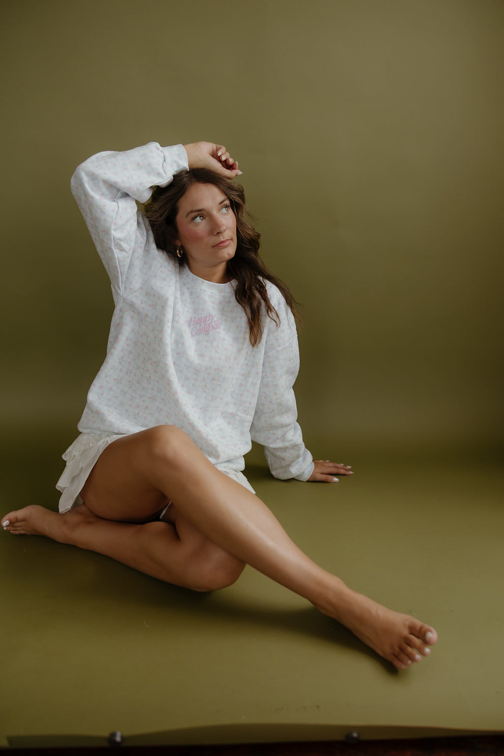 Happy Camper Floral Crewneck