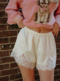 Cream Satin Lace Shorts